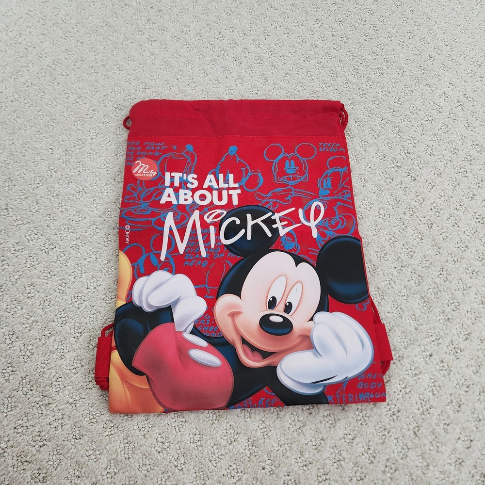 Disney Mickey Mouse Red Cinch Drawstring Backpack It's All About Mickey Bag NWT
